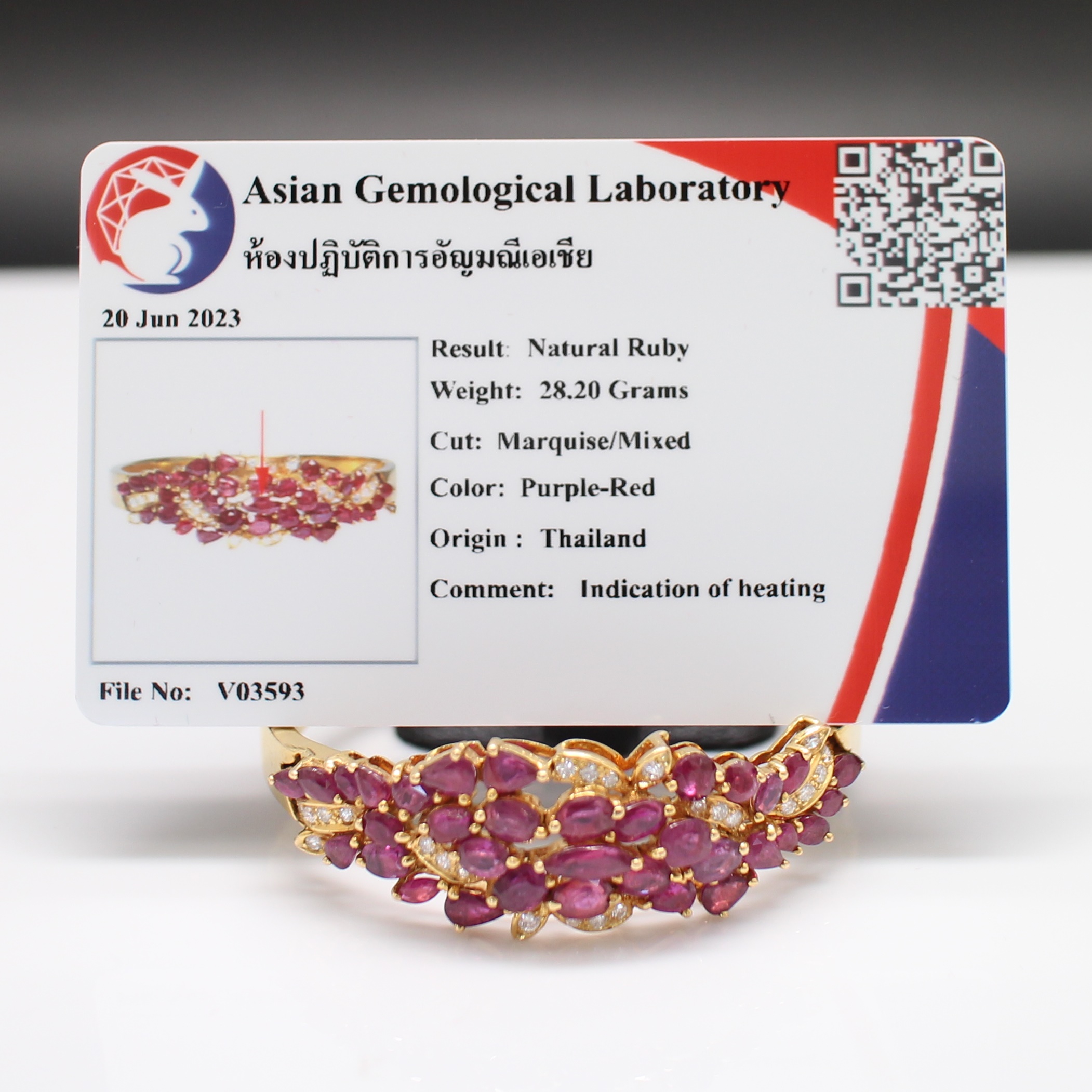 BL25058 กำไลทับทิมสยามเจียรไน ทองแท้ 90% นน.รวม 28.2 กรัม เส้นผ่านศูนย์กลาง 5.2 ซม.