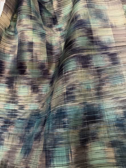 ผ้าไหมลายพิเศษ มัดหมี่ประยุกต์ ไหมแท้ สีเทา-น้ำเงิน-มินท์ เลือกตามขนาด รหัส MMFZ-116-1129683