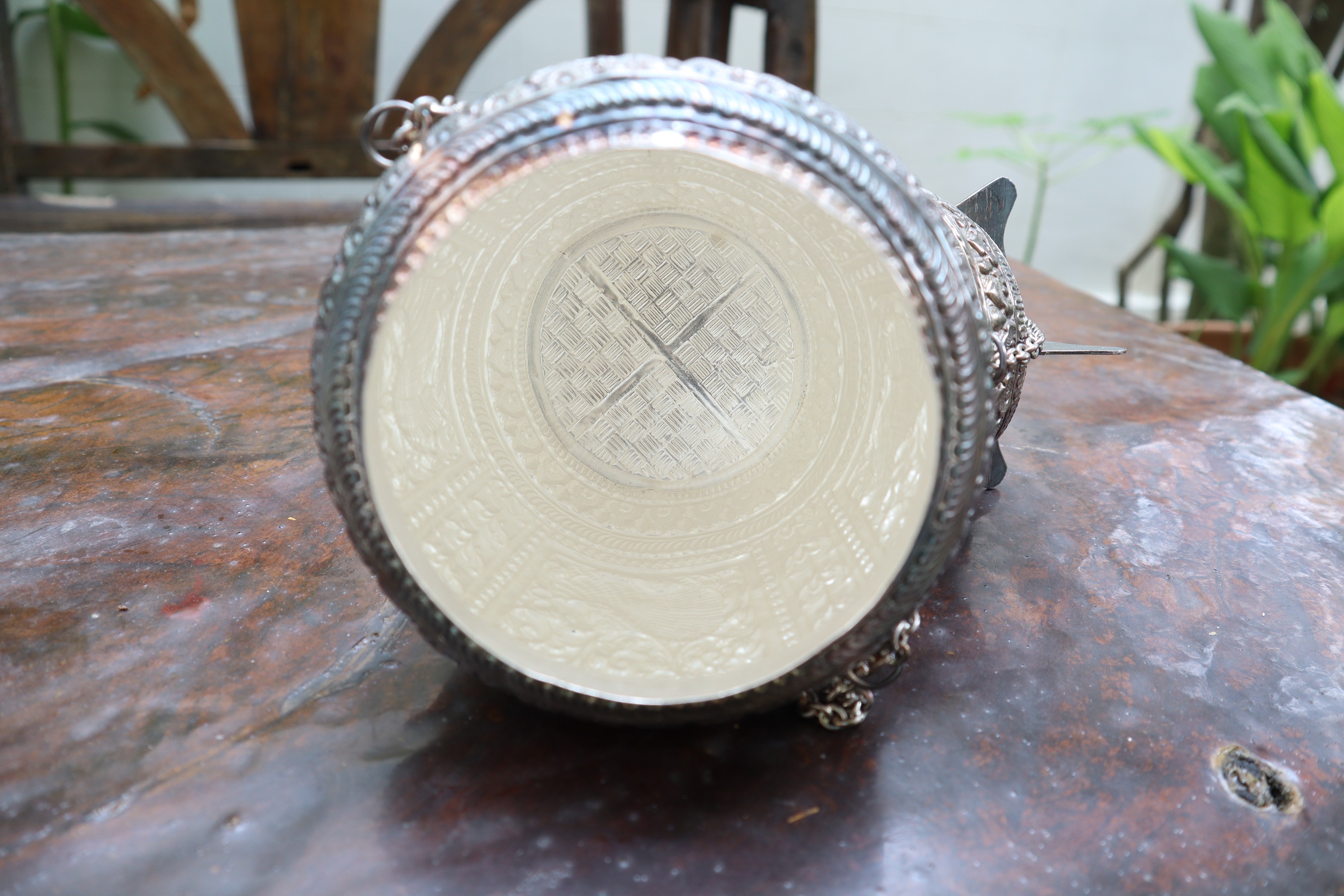 SI284 กระติ๊บเงินลายกวาง เงินแท้ 92.5% นน. 283.8 กรัม