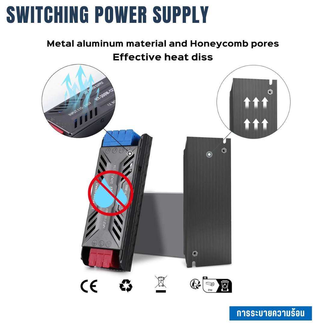 สวิทช์ชิ่งจ่ายไฟ 24V 20.8A 500W / 12.5A 300W กล่องอลูมิเนียม Switching Power Supply สวิตชิ่งเพาเวอร์ซัพพลาย แบบบางพิเศษ