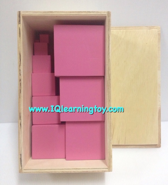 มอนเตสซอรี่ - หอคอยสีชมพู Montessori - Pink Tower ลูกบาศก์สีชมพูขนาดต่างกัน จำนวน 10 ชิ้น ฝึกกล้ามเนื้อและประสาทรับรู้การมองเห็นมิติต่างๆ 2.5+ ส่งฟรี