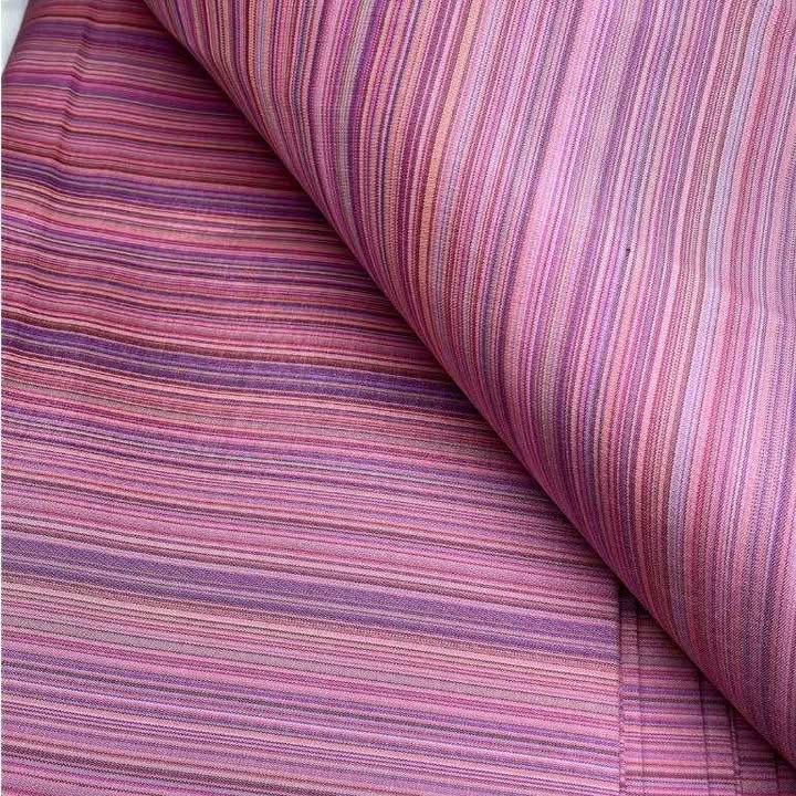 ผ้าไหม ลายริ้ว ไหมแท้ multicolor สีชมพูเกสรชมพู่ ขายตามความยาวหลา รหัส MC-76-P4363