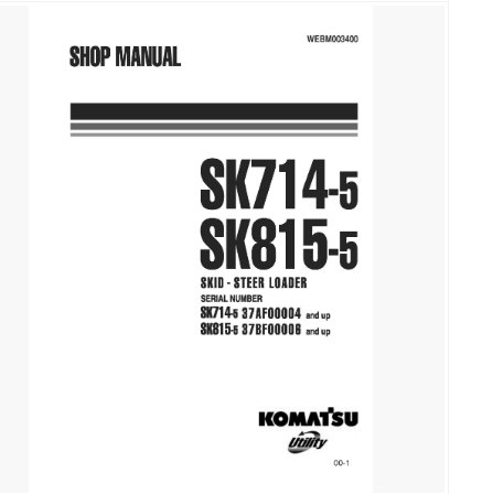 หนังสือ คู่มือซ่อม วงจรไฟฟ้า วงจรไฮดรอลิก จักรกลหนัก SK714-5 37AF00004 , SK815-5 37BF00006 (ทั้งคัน) EN