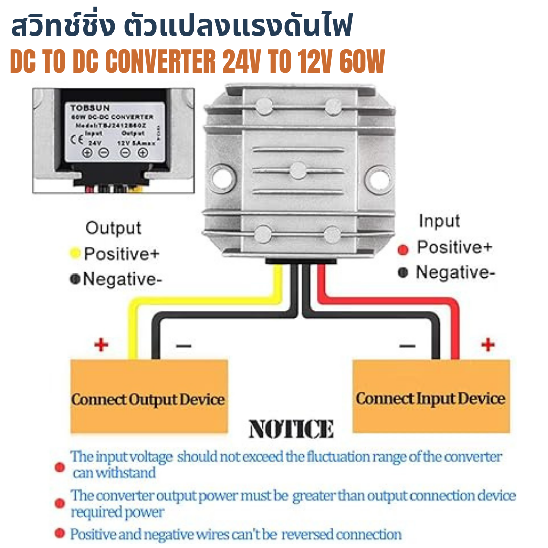 24V to 12V 5A 60W สวิทช์ชิ่งป้ายไฟวิ่ง ตัวแปลงแรงดันไฟ DC to DC Voltage Converter Regulator Stepdown ดีซีคอนเวอร์เตอร์