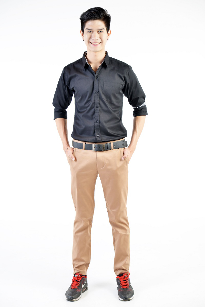 เสื้อเชิ้ตผู้ชายสีดำ S-019