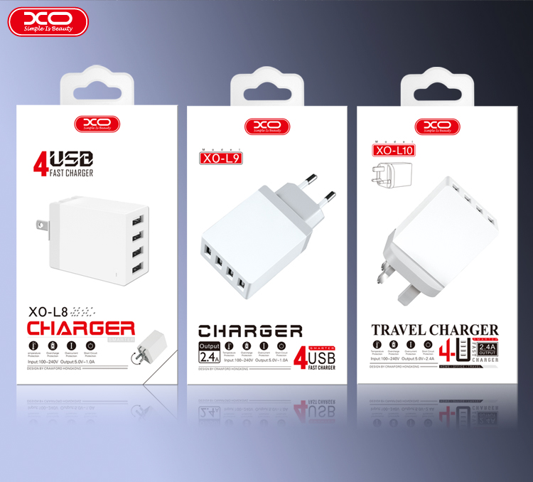 XO-L8 4-port USB smart charging head