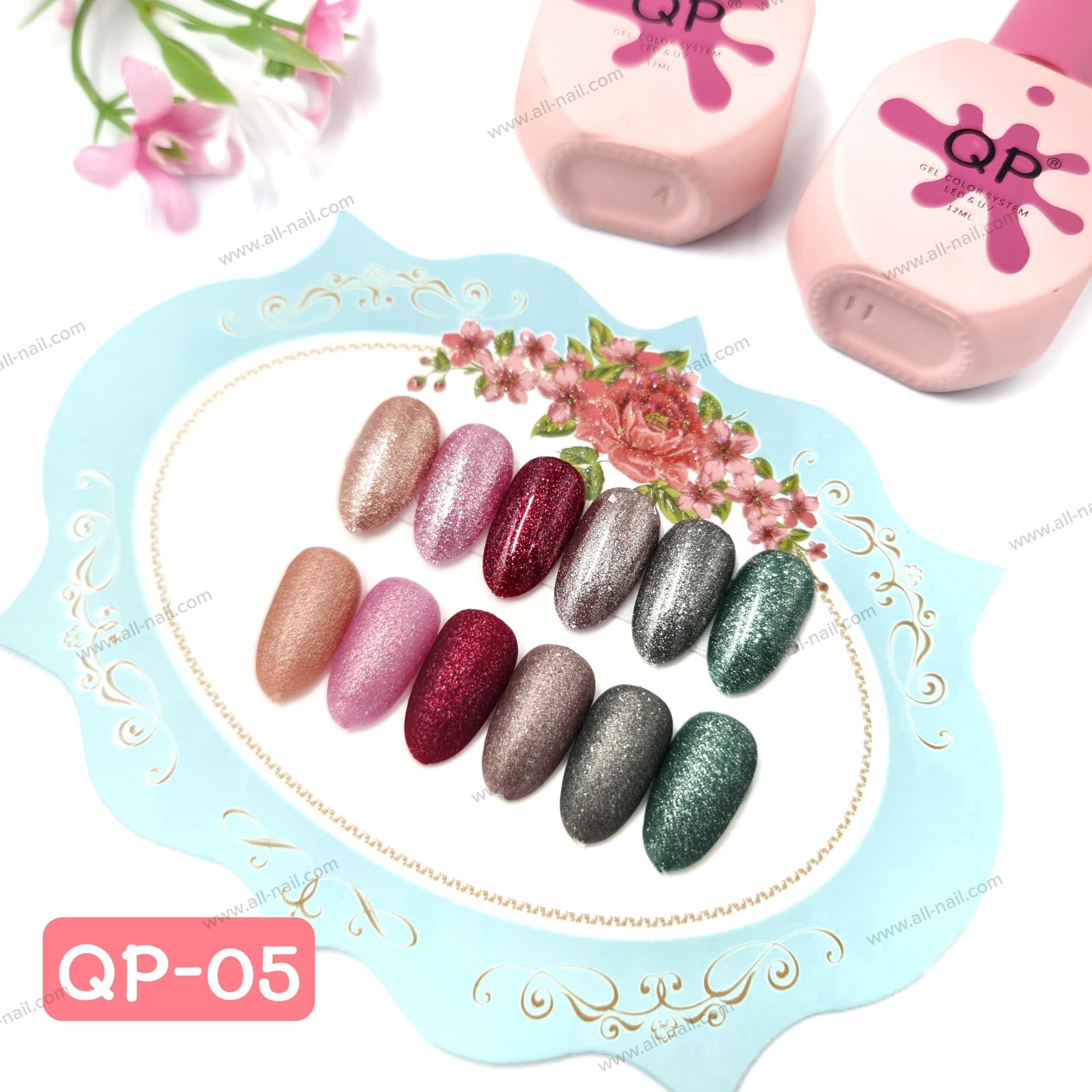 (1Set/6ขวด) ชุดสีเจลทาเล็บ แบรนด์คุณภาพ QP 12ml.