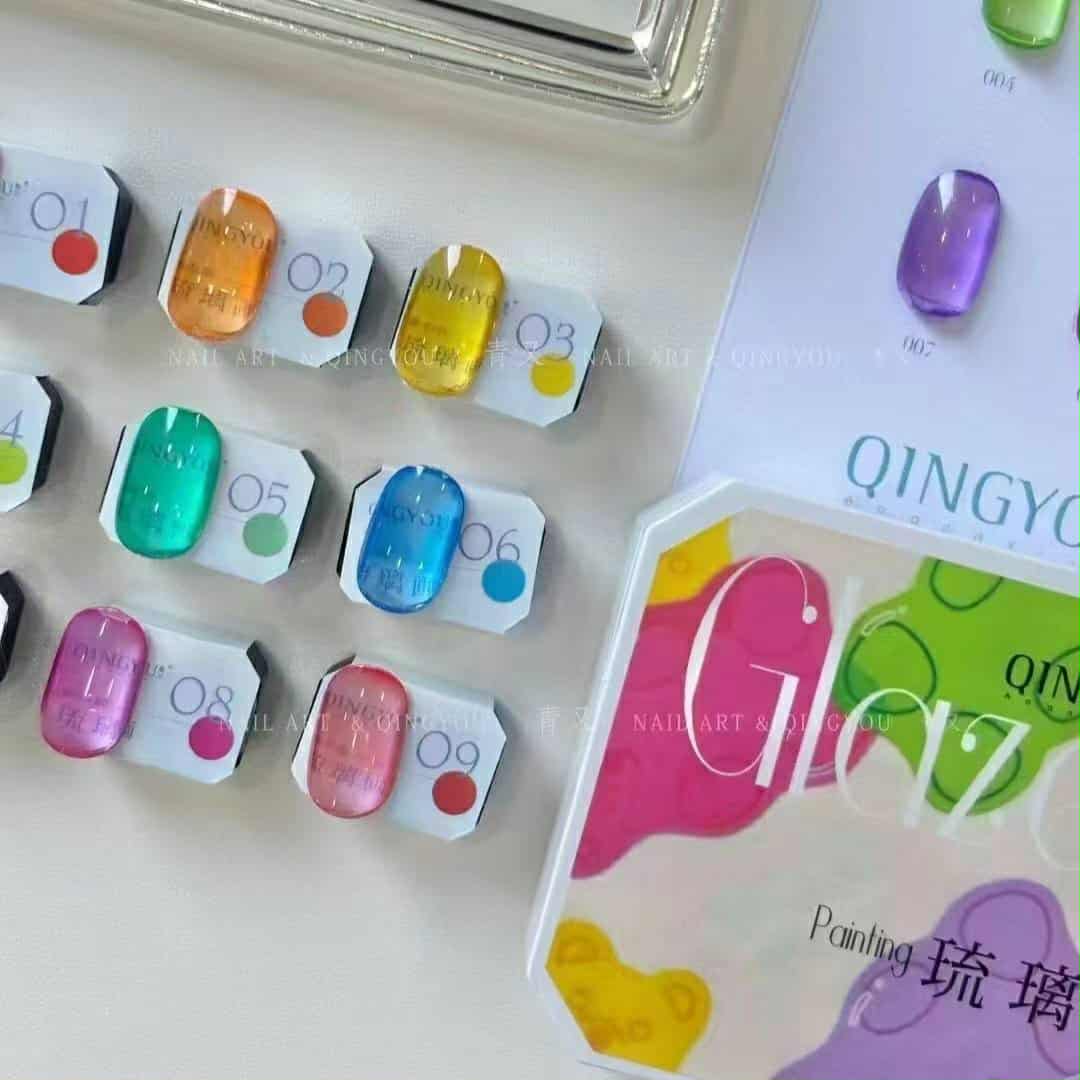 เจลเพ้นท์เล็บ เจลไซหรับ QINGYOU GLAZED สีลูกกวาด เนื้อแก้วใส วาวฉ่ำ