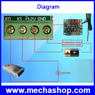 บอร์ดควบคุมอุณหภูมิ รีเลย์ควบคุมอุณหภูมิ DC12V -50 to110°C Heat Cool Temperature Control relay output