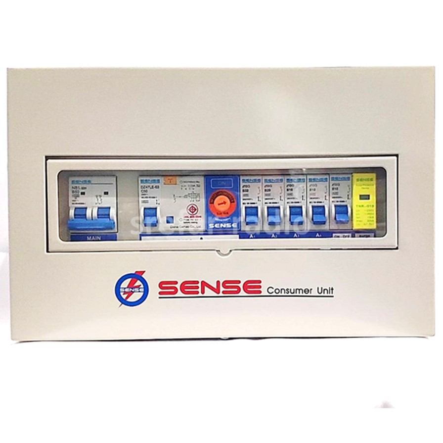 SENSE Consumer Unit with RCBO S4N 50A คอนซูเมอร์ พร้อมตัวตัดและอุปกรณ์กันฟ้าผ่า