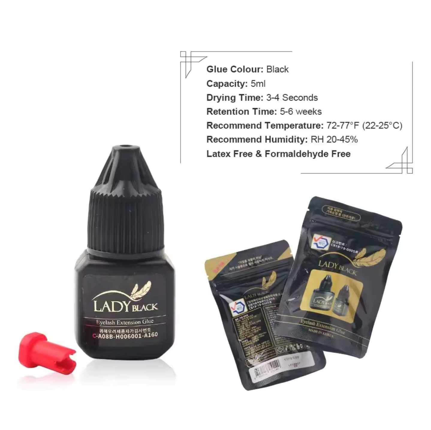 กาวติดขนตา กาวต่อขนตาจากเกาหลี LADY Black 5ml ของแท้