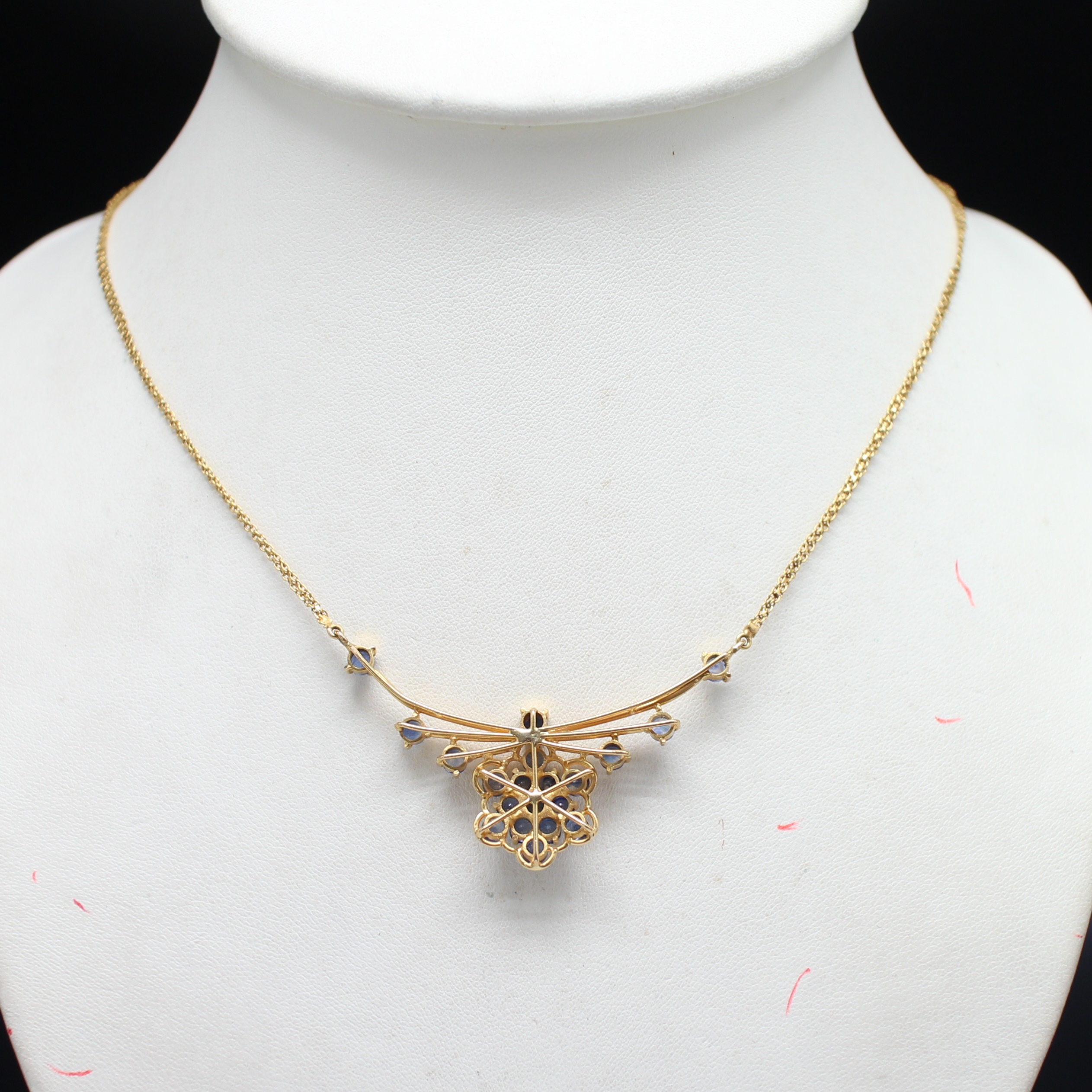 NL25023 สร้อยคอไพลินเจียรไน ทองแท้ 96.5% นน.รวม 11.6 กรัม ยาว 16-17 นิ้ว ไพลินสวย ไฟดี