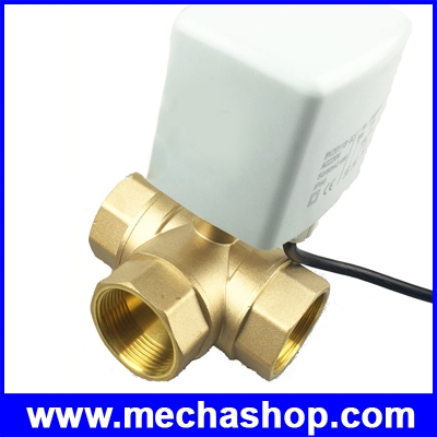 มอเตอร์วาล์วไฟฟ้าสามทาง 1.5" G1-1/2" DN40 Brass 3 Way 220VAC Motorized Ball Valve T Type Electrical Valve CR301 3wire (สินค้า Pre-Order)