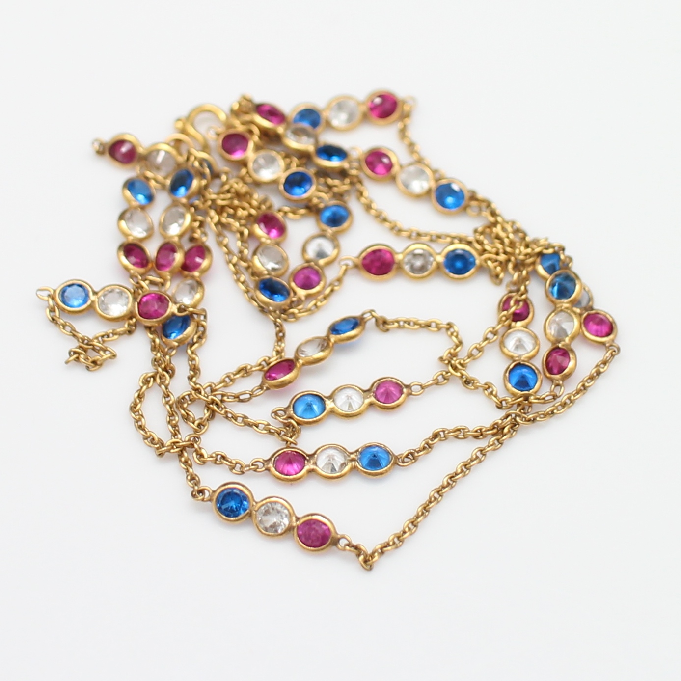 NL25008 สร้อยคอพลอยสามสี ทองแท้ 90% นน.รวม 6.5 กรัม ยาว 28 นิ้ว