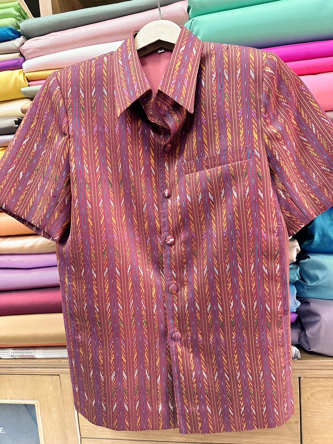 เสื้อผ้าไหมลายโฮล สีแดง Size SS อก36 ทรง DR-ST0301661