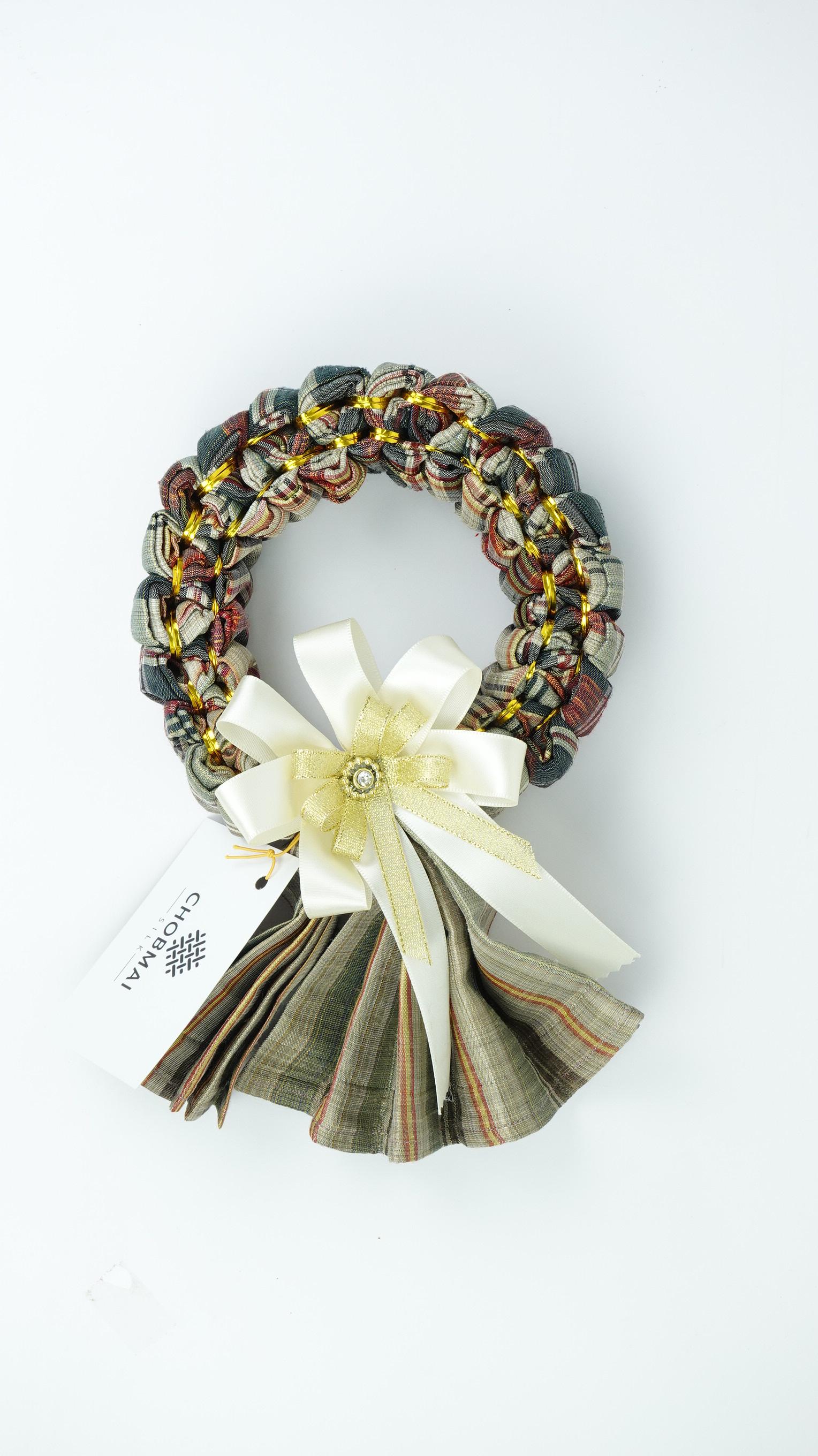 เซ็ตของขวัญ พวงมาลัย ผ้าขาวม้าไหมแท้