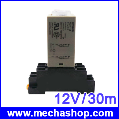 เครื่องหน่วงเวลา แบบหน่วงเปิด ตั้งเวลาแบบอนาล็อก พร้อมฐาน H3Y-2 Power On Timer Delay Relay 30min 12VDC