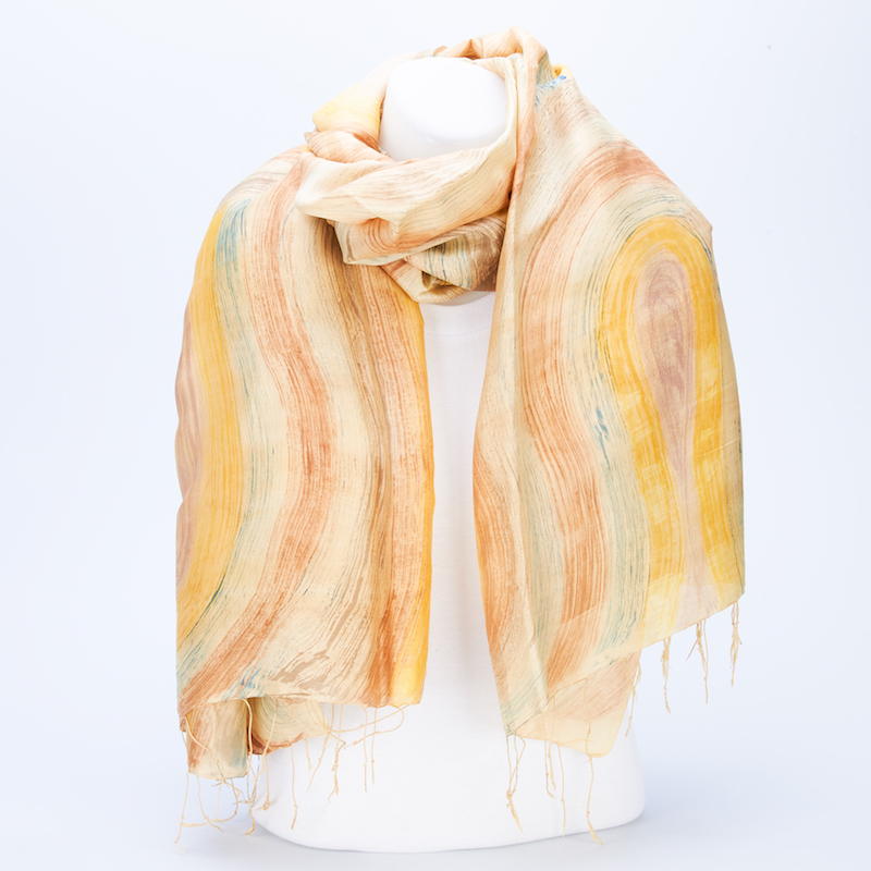 Rukbatik ผ้าคลุมไหล่/ผ้าพันคอ [ลายน้ำไหล] ผ้าไหม สีตามที่ลูกค้าต้องการ