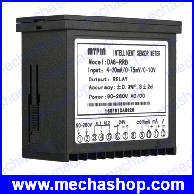 จอแสดงผลค่าสัญญาณไฟฟ้า แสดงผลค่าสัญญาณของเซนเซอร์ DA8-RRB Digital Sensor Meter Multi-functional Intelligent LED Display Input 0-75mV/4-20mA/0-10V Output relay