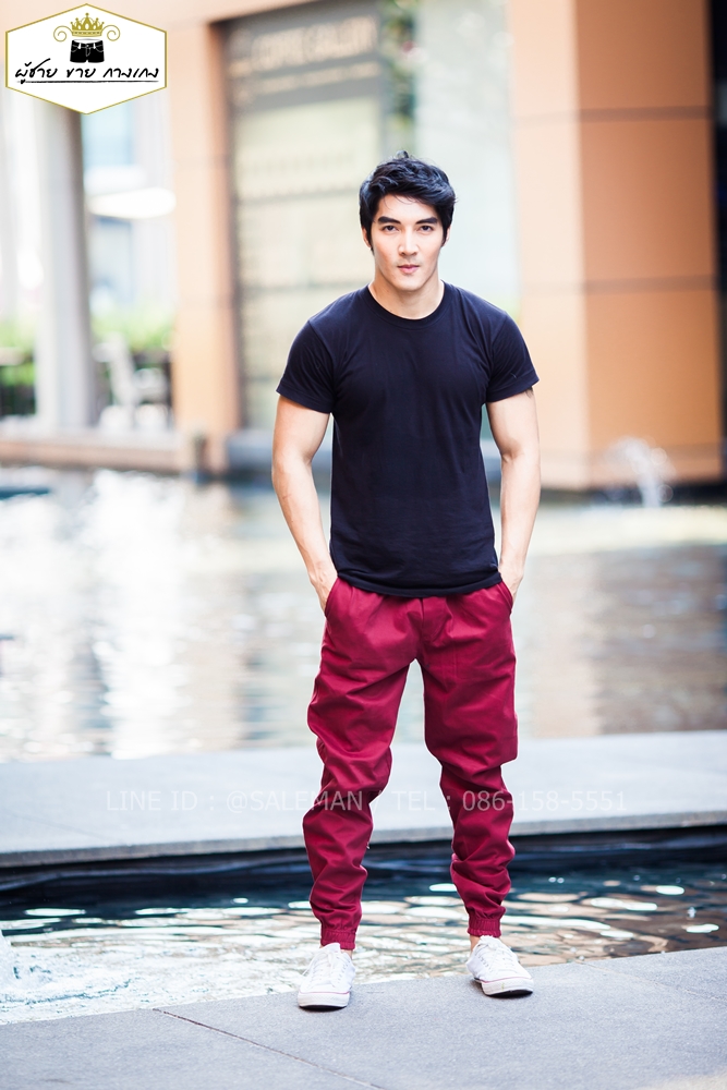 กางเกง jogger JG 605 แดงเลือดหมู