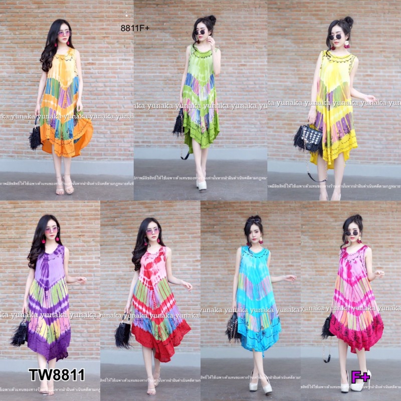 Dress เดรสแขนกุดมัดย้อม TW8811