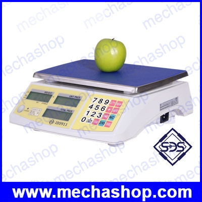 เครื่องชั่งดิจิตอล เครื่องชั่งคำนวณราคา 3kg/0.5g, 6kg/1g, 15kg/2g, 30kg/5g ถาดชั่งเป็นสแตนเลส ขนาด 294x228x13.5mm รุ่น IDS911 ยี่ห้อ SDS (จีน)