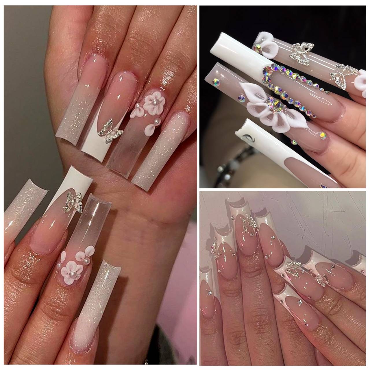 อะไหล่ติดเล็บผีเสื้อ เครื่องประดับเล็บ ผีเสื้อเพชร เงิน-ทอง 3D Nail Art