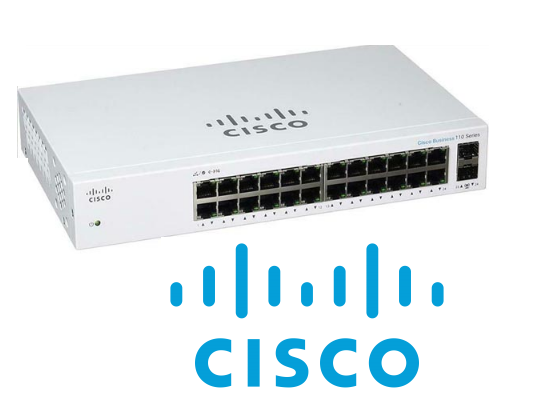 Cisco CBS110-24T-EU - 24 Ports 10/100/1000 Mbps + 2 SFP Port Unmanaged Rack mount Gigabit Switch , Layer 2 switching, quality of service (QoS), loop detection, cable diagnostics