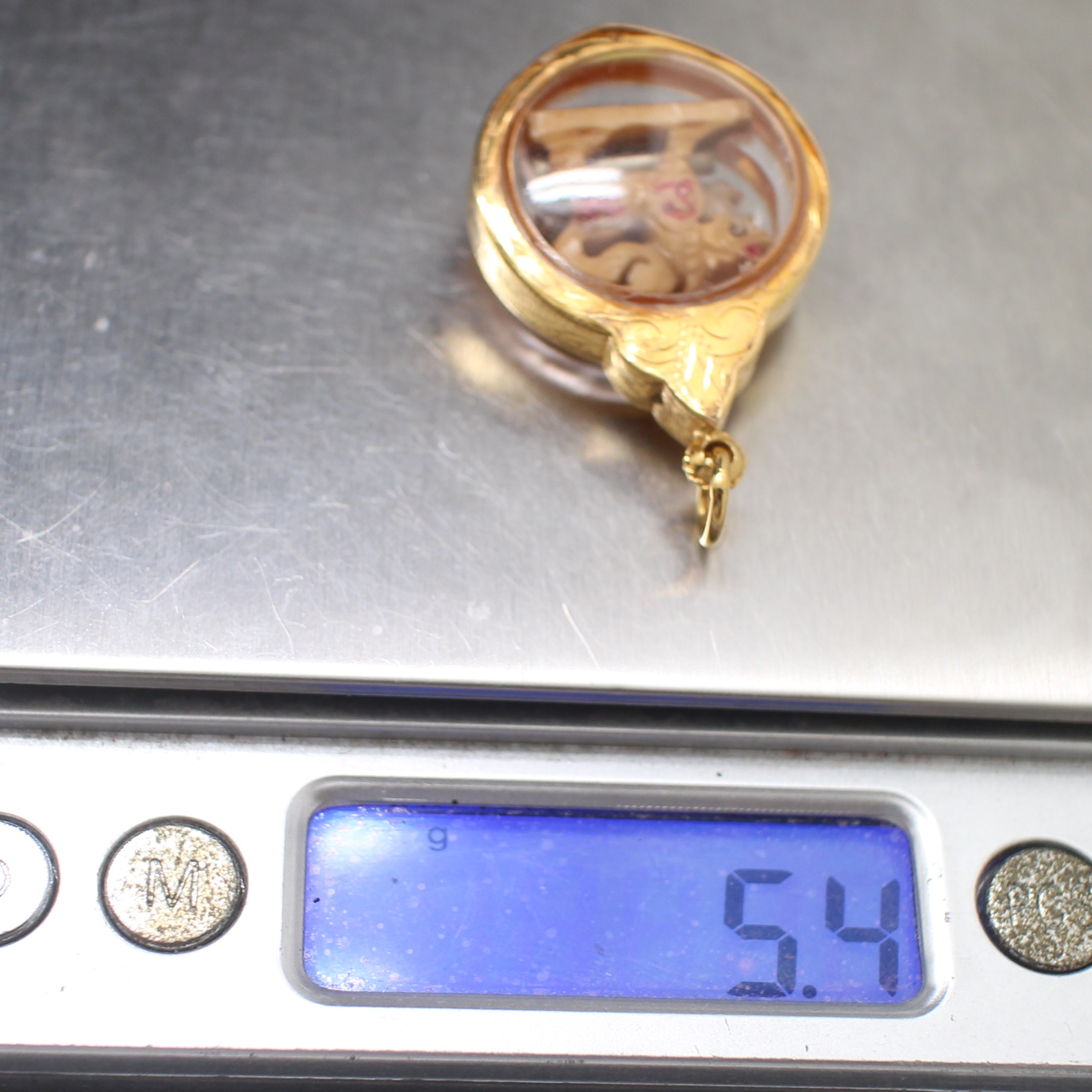 PD25097 จี้สิงห์ เลี่ยมกรอบทองแท้ 90% นน.รวม 5.4 กรัม