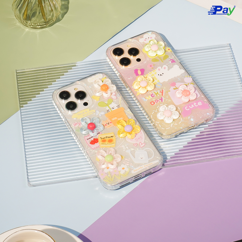 เคสโทรศัพท์ iPhone City Dog ลายดอกไม้ ปั้มนูน 3D สำหรับ 14ProMax/13ProMax/12ProMax/11