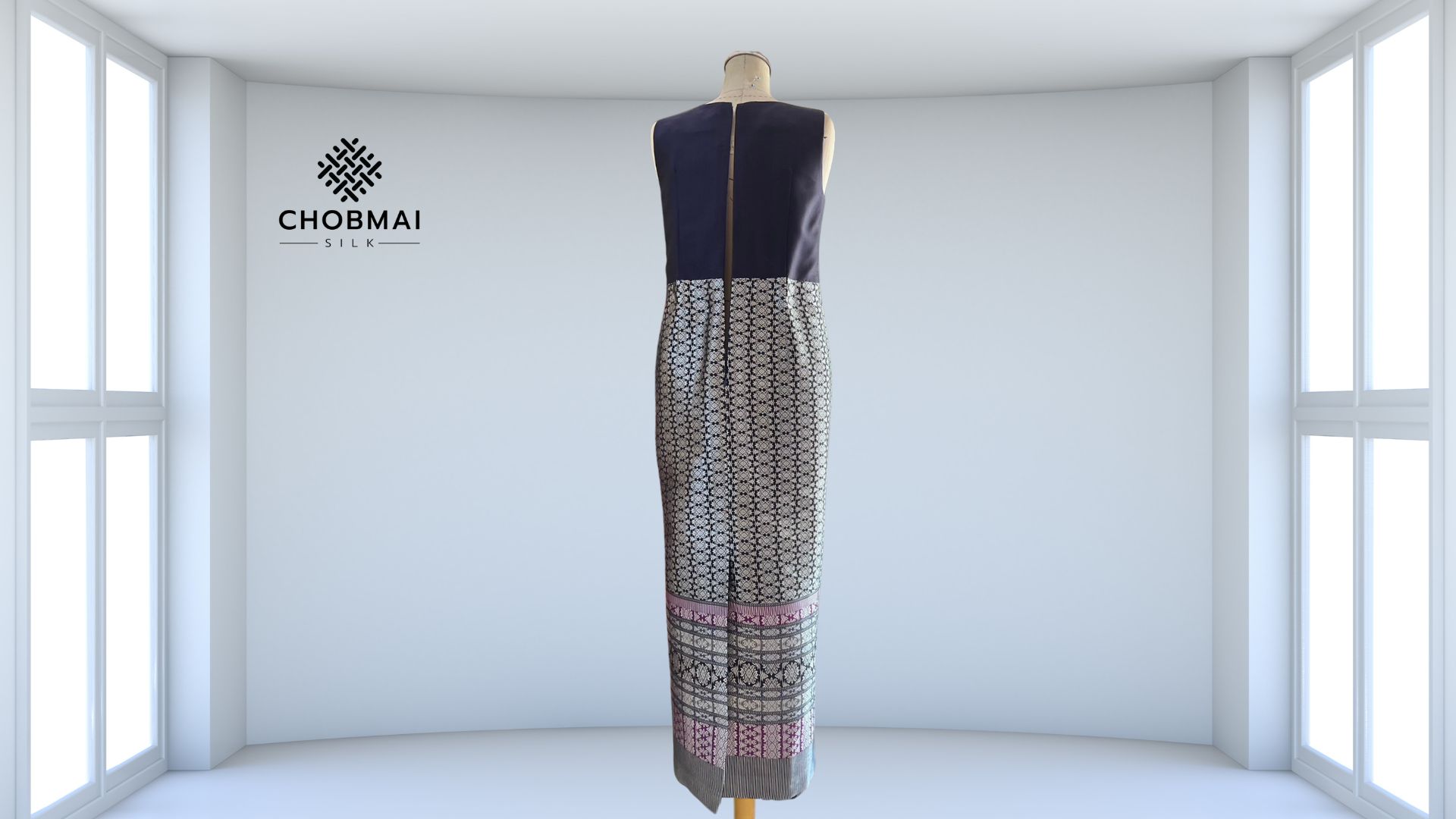 แบบตัดชุด เดรสผ้าไหม+เสื้อคลุม (ไม่รวมผ้า) chobmai x ARW รหัส CUT-ARW-1018671