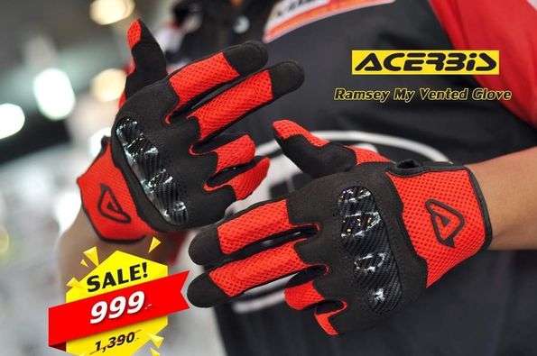 ถุงมือ ACERBIS รุ่น RAMSEY MY VENTED GLOVES แท้ 100% สีแดง