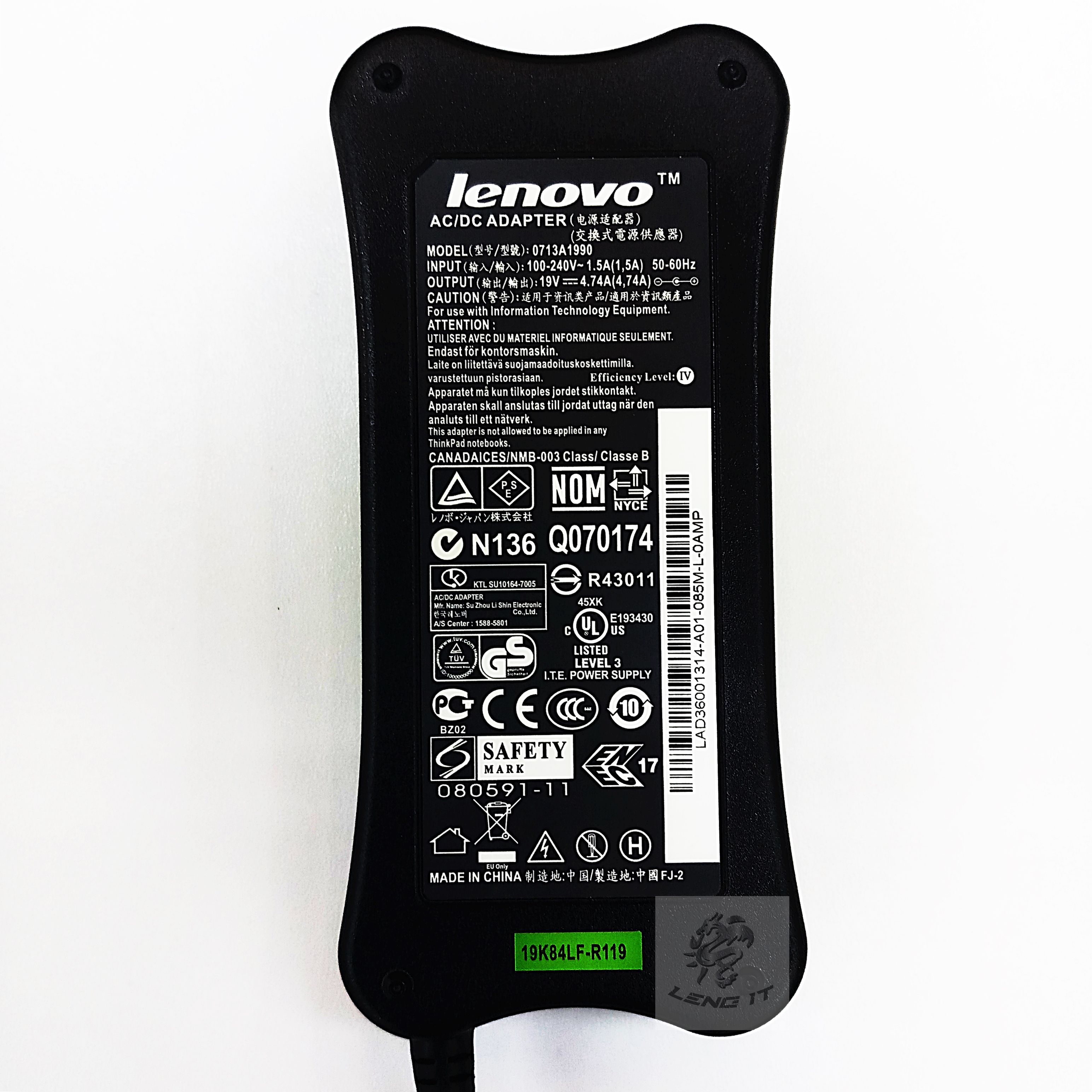 ADAPTER LENOVO 19V 4.74A 90W หัว 5.5*2.5MM (ของเทียบ OEM)