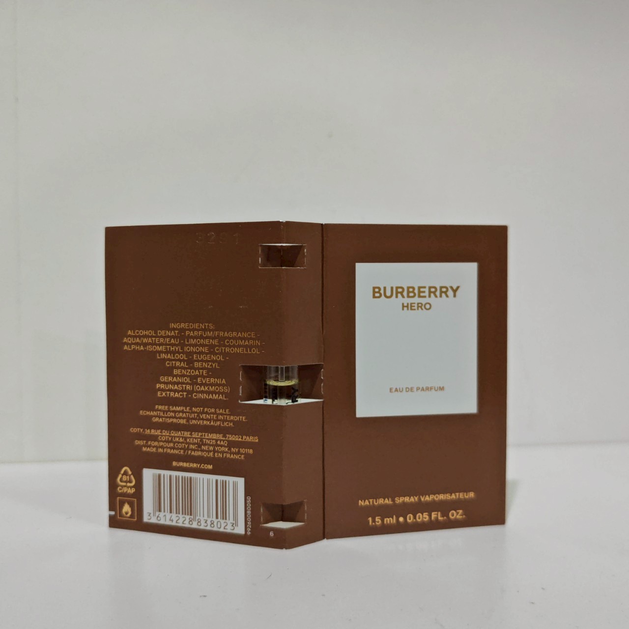 น้ำหอมไวออลหลอดทดลอง Burberry Hero EDP 1.5ml Spray Sample Vial แบบหลอดทดลอง น้ำหอมไวออลแบบหลอด