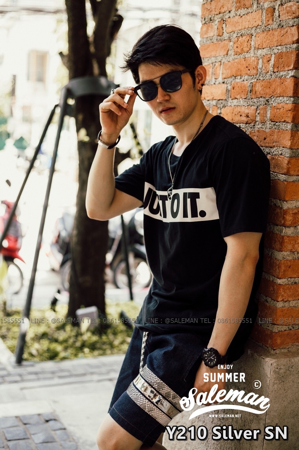 กางเกงขาสั้นยีนส์ Y210 Silver SN งูเงิน