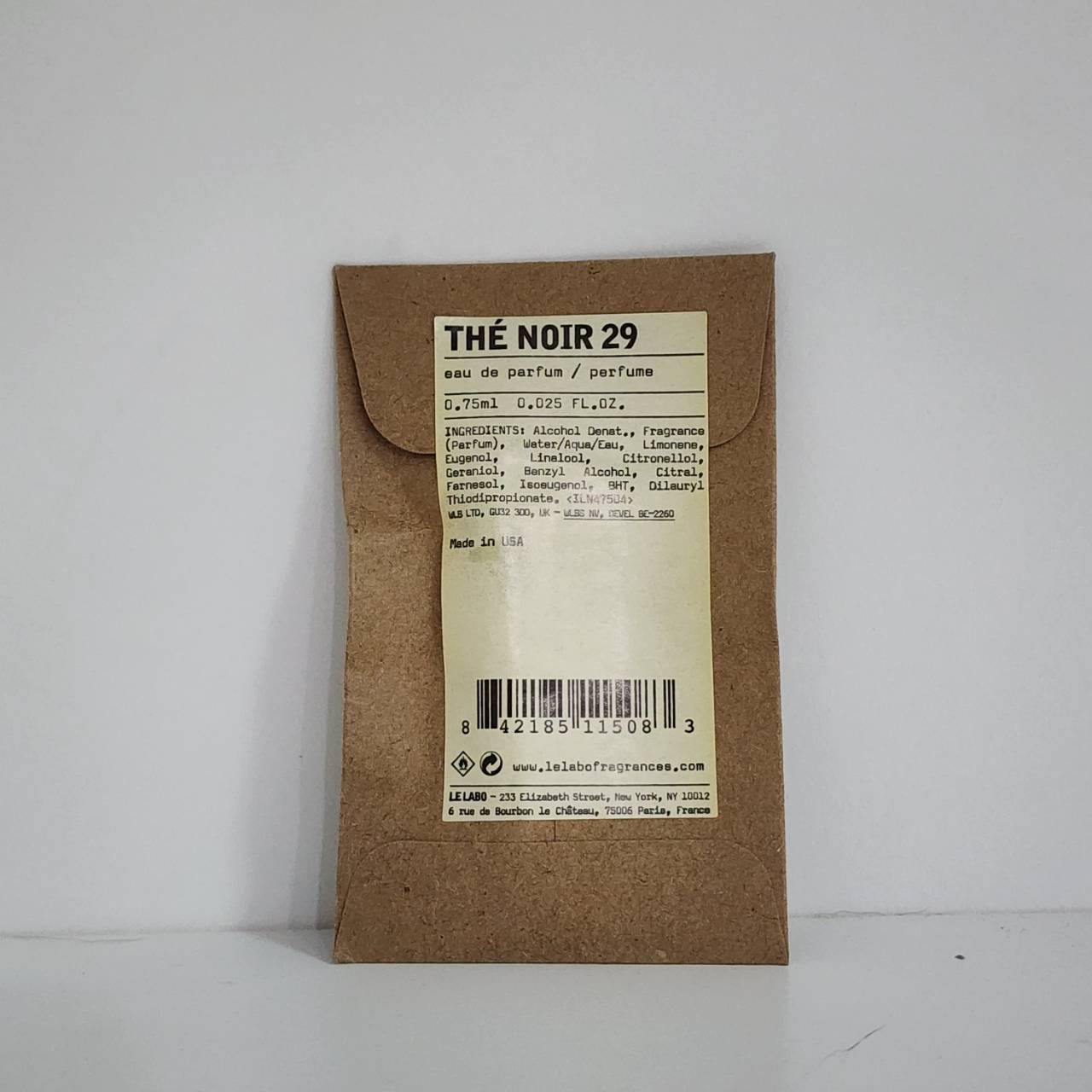 น้ำหอมไวออลหลอดทดลอง Le Labo Thé Noir 29 Eau de Parfum For Women & Men 0.75ml Sample Vial ขนาดทดลองแบบ VIAL ขอแกะเช็คของก่อนส่งนะคะ