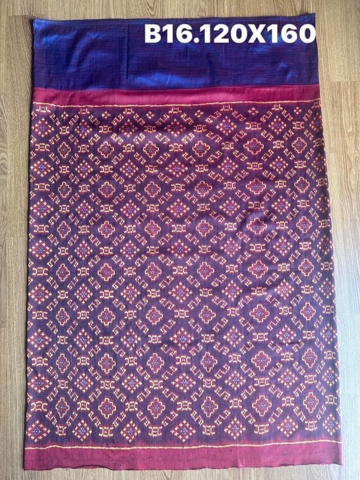 ซิ่น พระตะบอง ไหมบ้านสาวมือ สีธรรมชาติ ขนาด 120x160ซม สีม่วงน้ำเงิน รหัส N9-SIL-B16