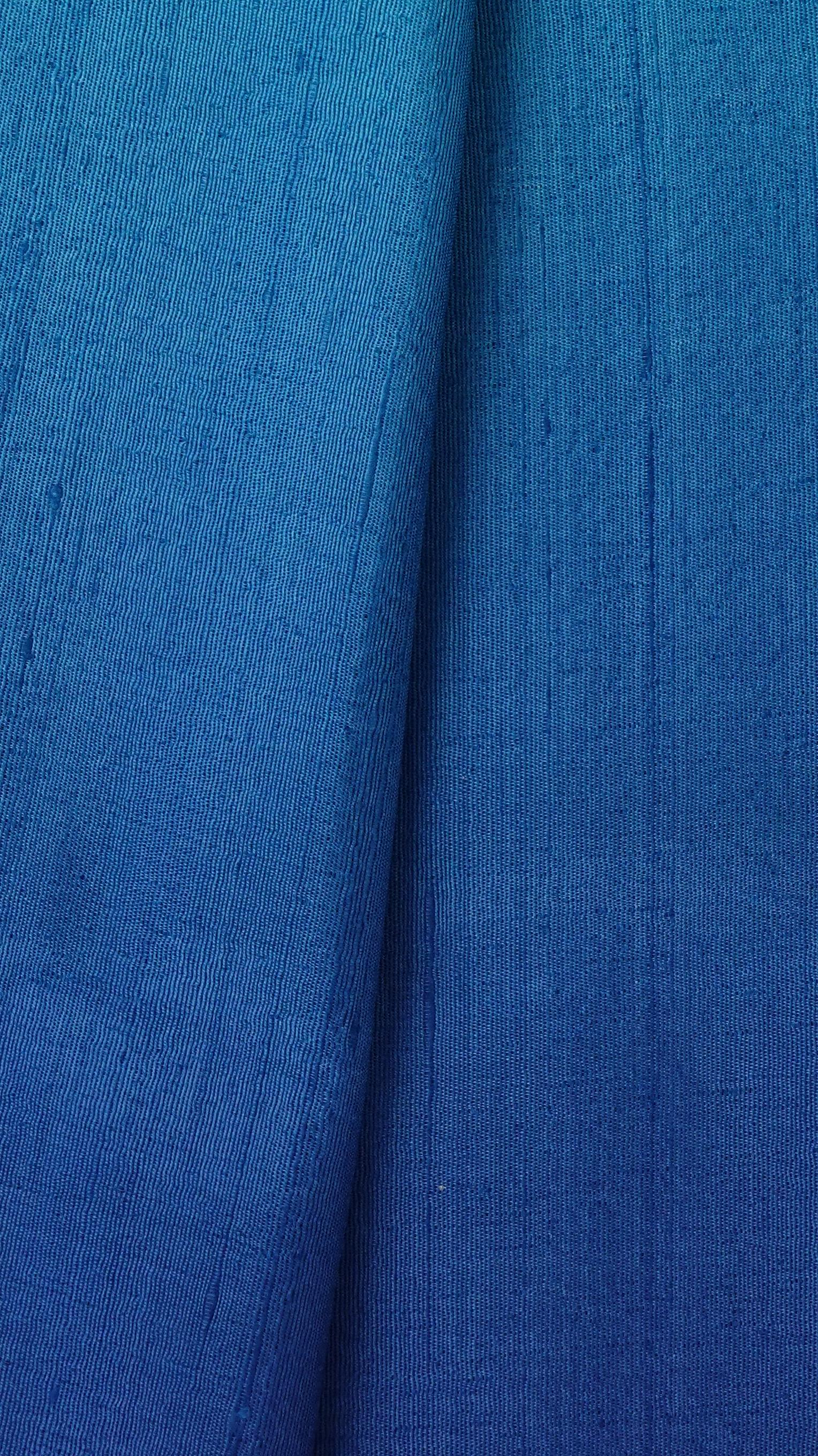 ผ้าไหมย้อมสไลด์สี ไหมบ้านทอมือ 2ตะกอ สีฟ้า-สีน้ำเงิน เลือกขนาด รหัส BT-TT-03066816