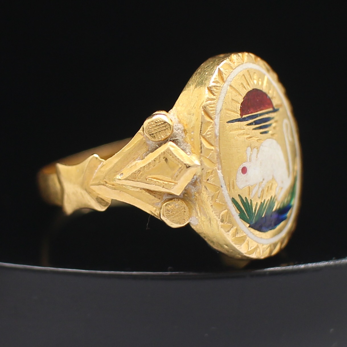 RG250223 แหวนทองลงยาปีชวด ทองแท้ 90% นน. 3.8 กรัม ขนาดแหวน 52