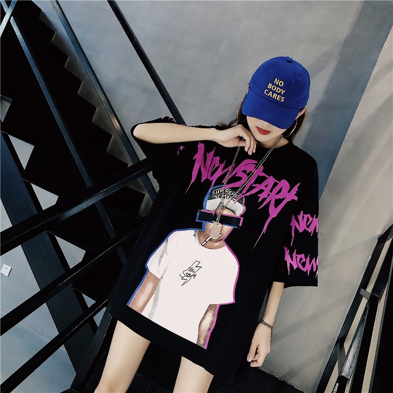 เสื้อยืด Street Fashion Oversize สีดำ NEW STRAT