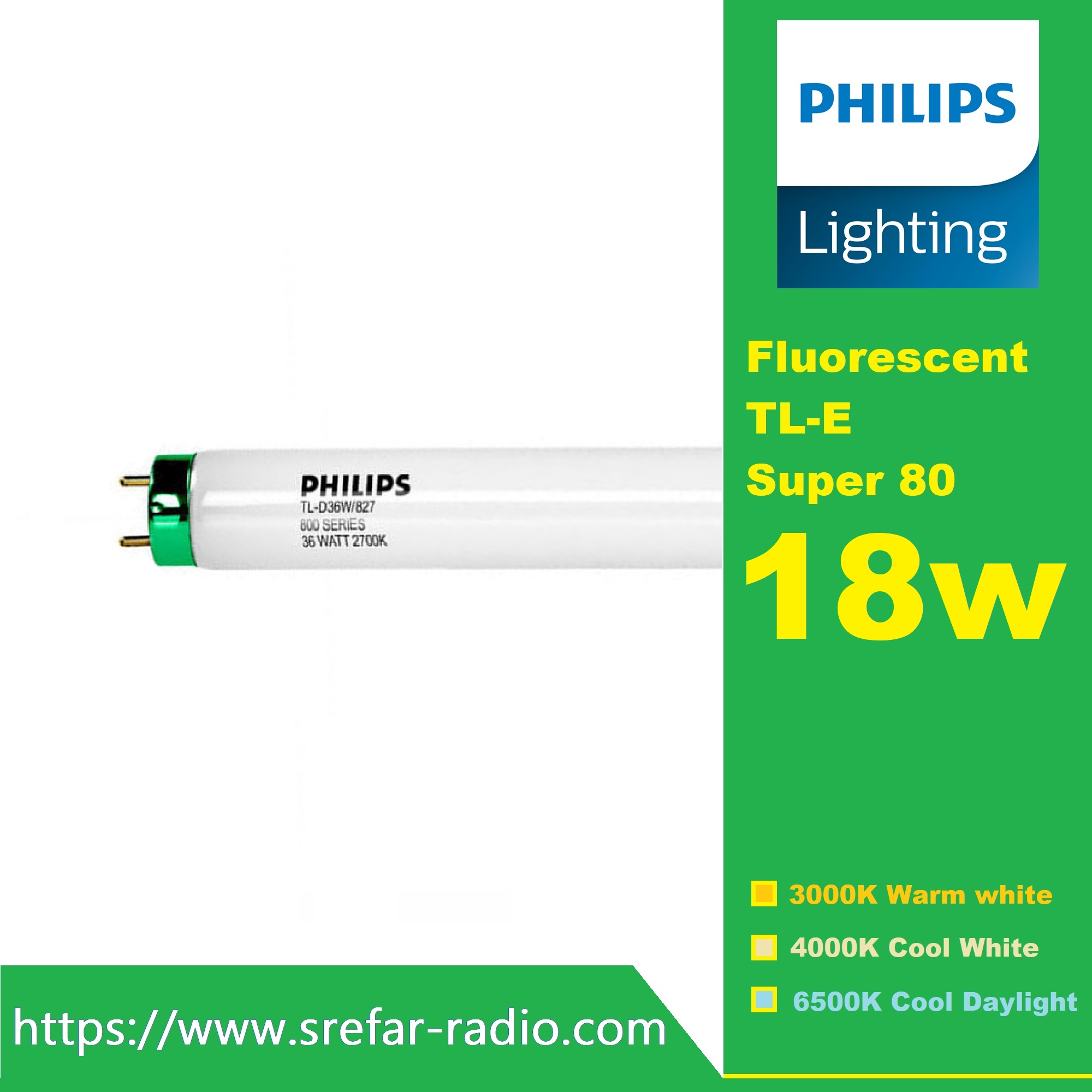 PHILIPS Fluorescent หลอดฟลูออเรสเซนต์ T8 TL-D Super 80 18W