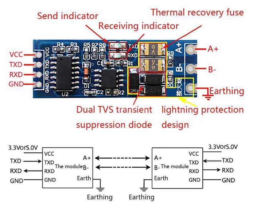 TTL to RS485 level serial UART module
