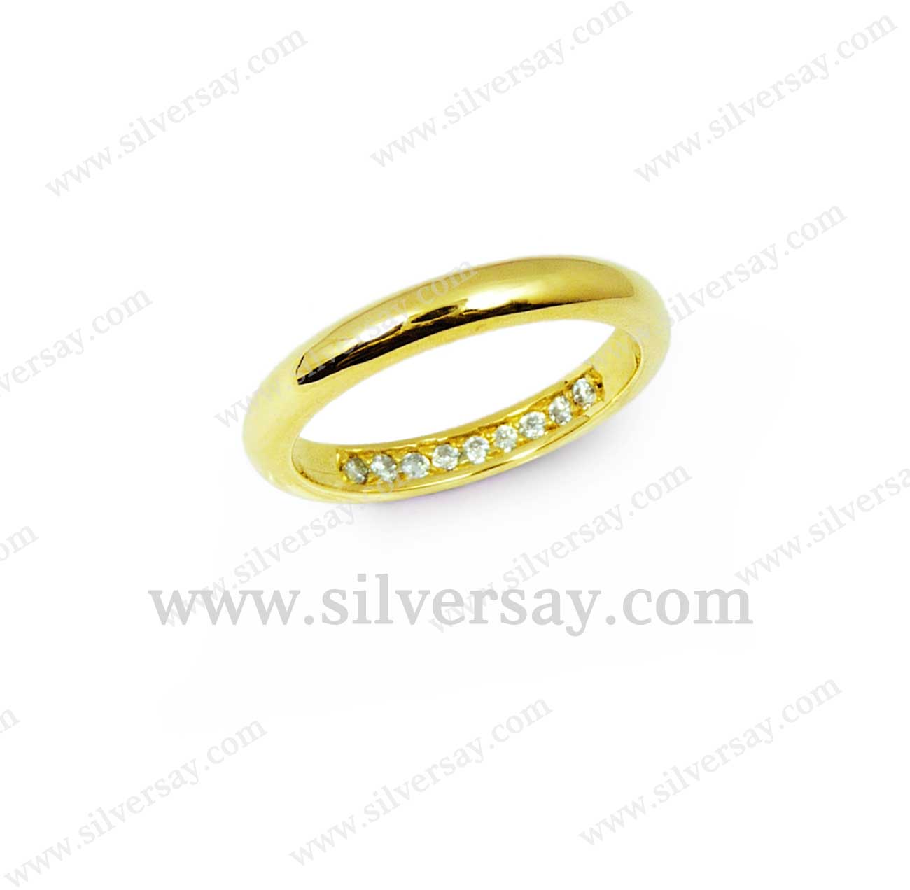 แหวนแก้เคล็ดซ่อนเพชรเก้าเม็ด/คลาสสิค-วงบาง/สีทองคำ22k