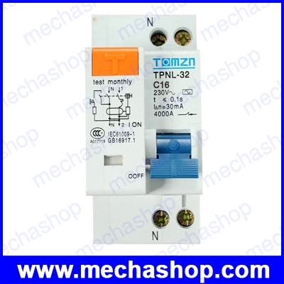 เซอร์กิตเบรคเกอร์ ป้องกันกระแสไฟฟ้าเกิน ไฟฟ้ารั่ว TPNL 1P+N 16A 230V- 50HZ/60HZ Residual current Circuit breaker with over current and Leakage protection RCBO