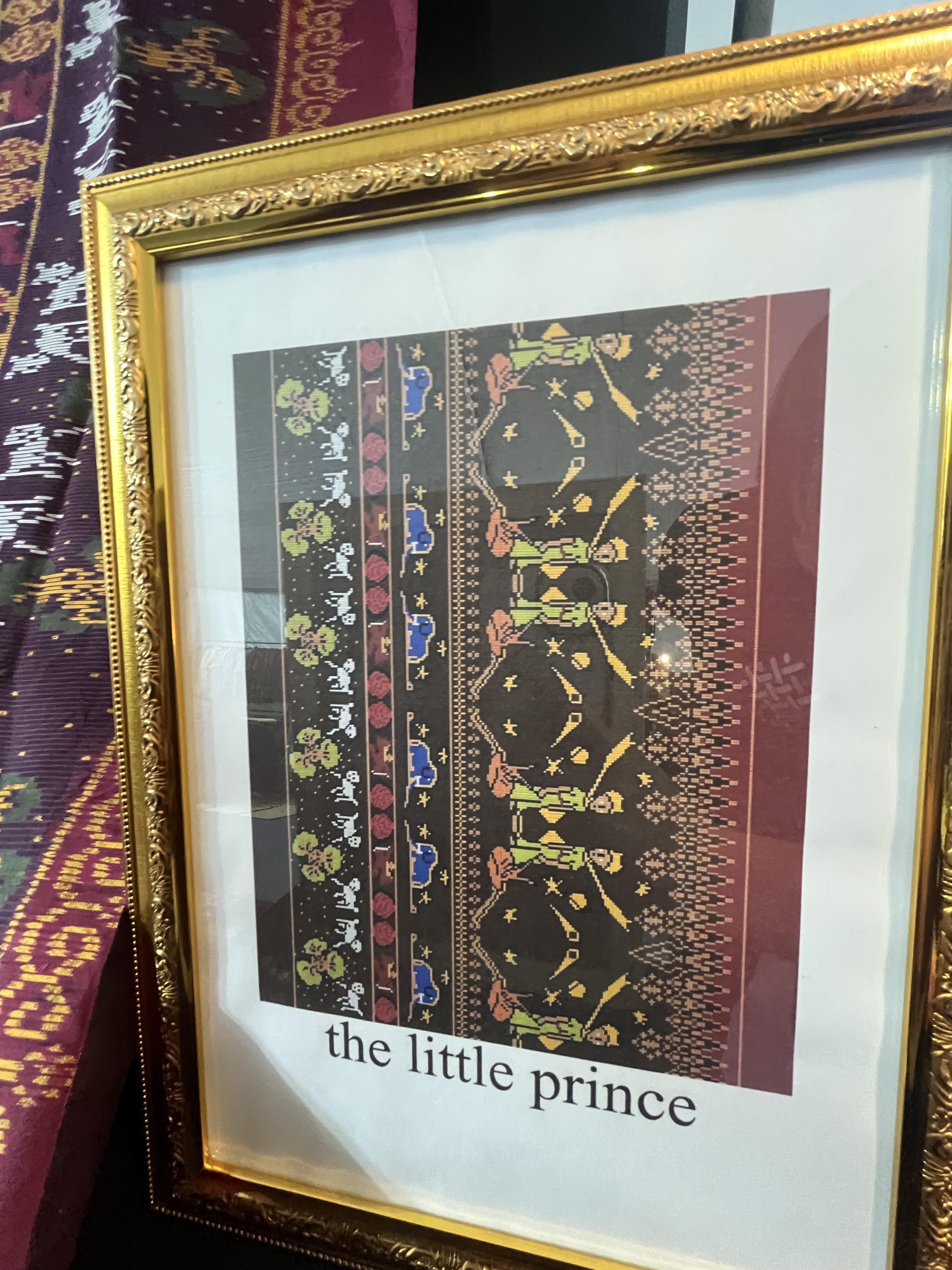 ผ้าไหมมัดหมี่ลายเจ้าชายน้อย ไหมแท้ (Little Prince Ikat Silk Fabric) สีแดง (ตัดขายเป็นเมตร) รหัส M3P-82