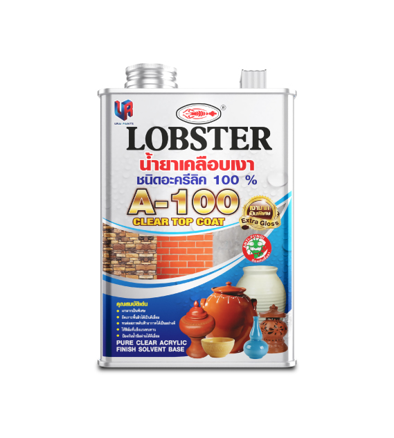 LOBSTER A-100 น้ำยาเคลืองเงาอะครีลิค ตรากุ้ง ขนาแกลลอน 3.4 ลิตร