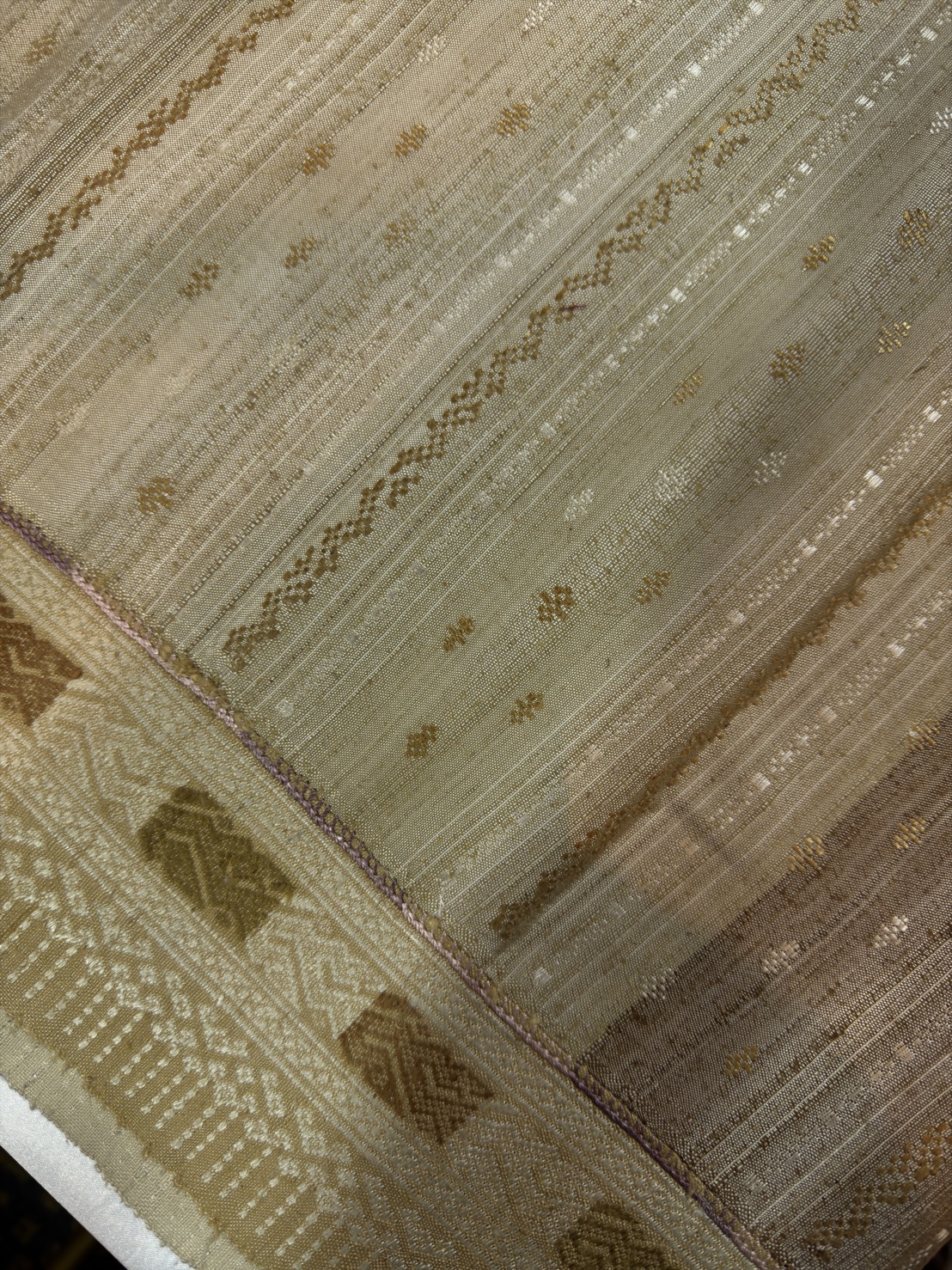 ซิ่นขิดไหม ต่อหัว ต่อเชิง ขนาด1x2เมตร สีเหลืองครีม รหัส R4F-155-1246819