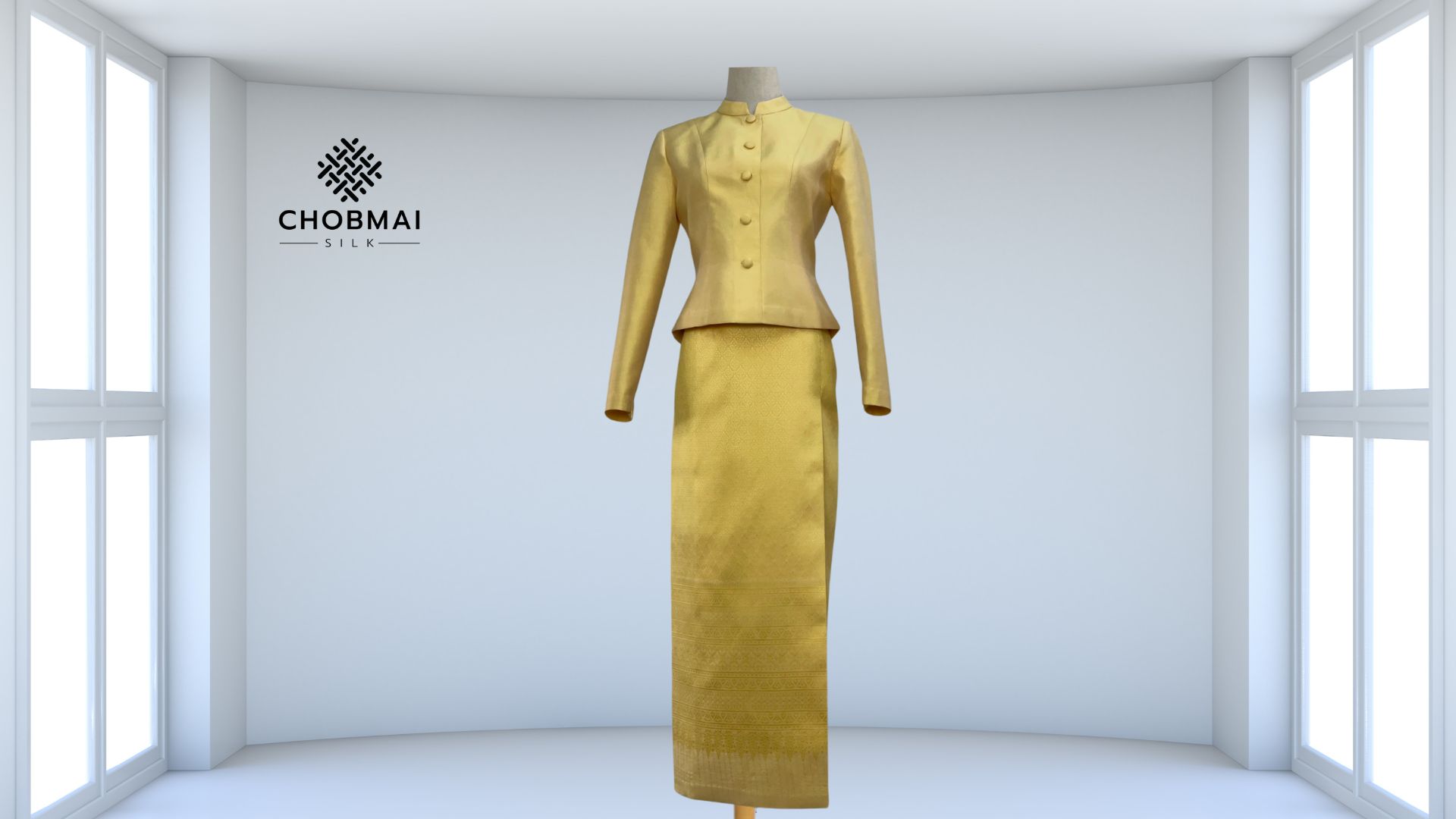 ชุดไทยจิตรลดา เสื้อ+ผ้าถุงป้าย | ตัดเย็บตามรูปร่าง ไหมยกเล็ก ไหมแท้ 100% | เลือกผ้า ส่งไซส์ได้