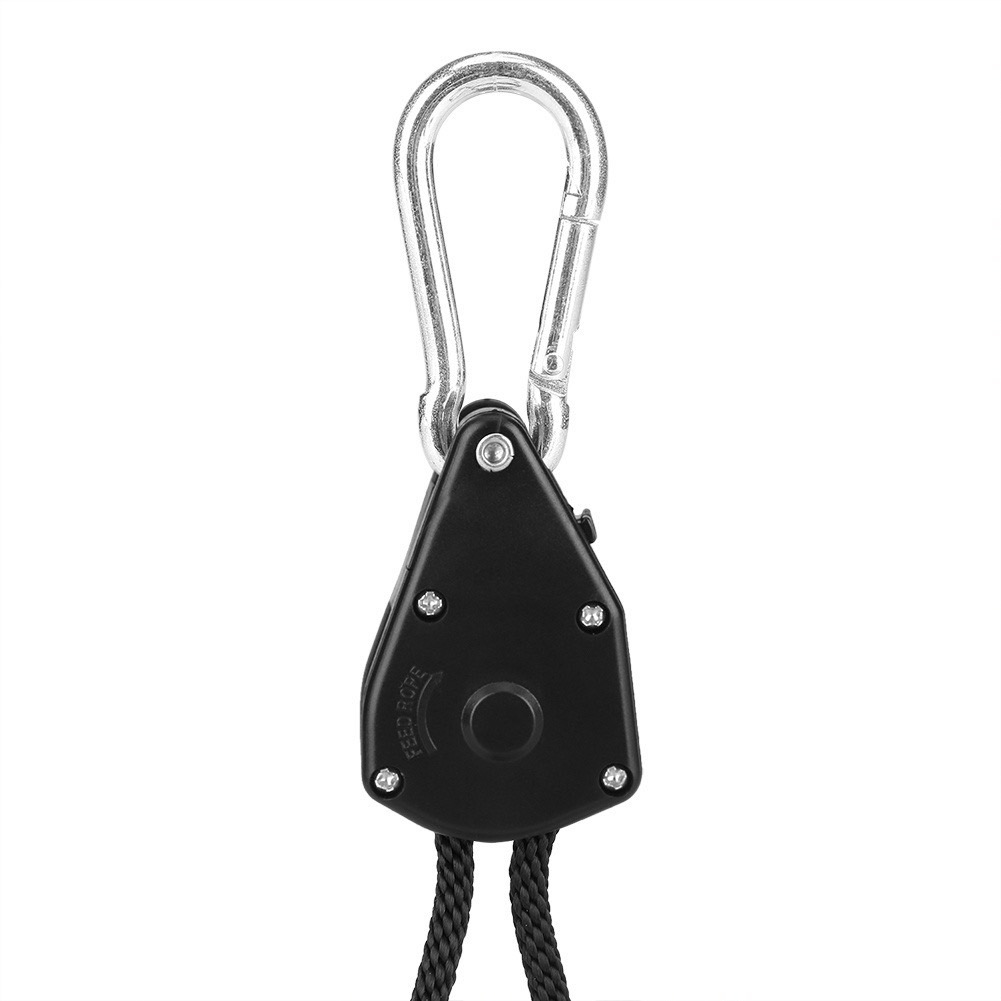 (1 ชิ้น) รอกแขวนไฟปรับระดับอย่างดี ตะขอโลหะแข็งแรง รับน้ำหนักสูงสุด 68 KG. Rope Ratchet Hanger