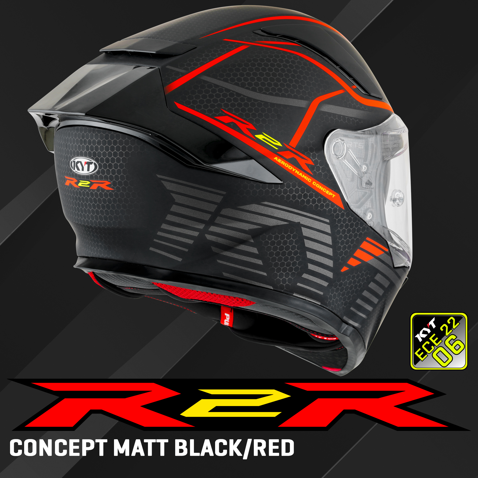 KYT รุ่น R2R Pro ลาย LED MATT BLACK/GREY *ยังไม่รวมชิวดำ*